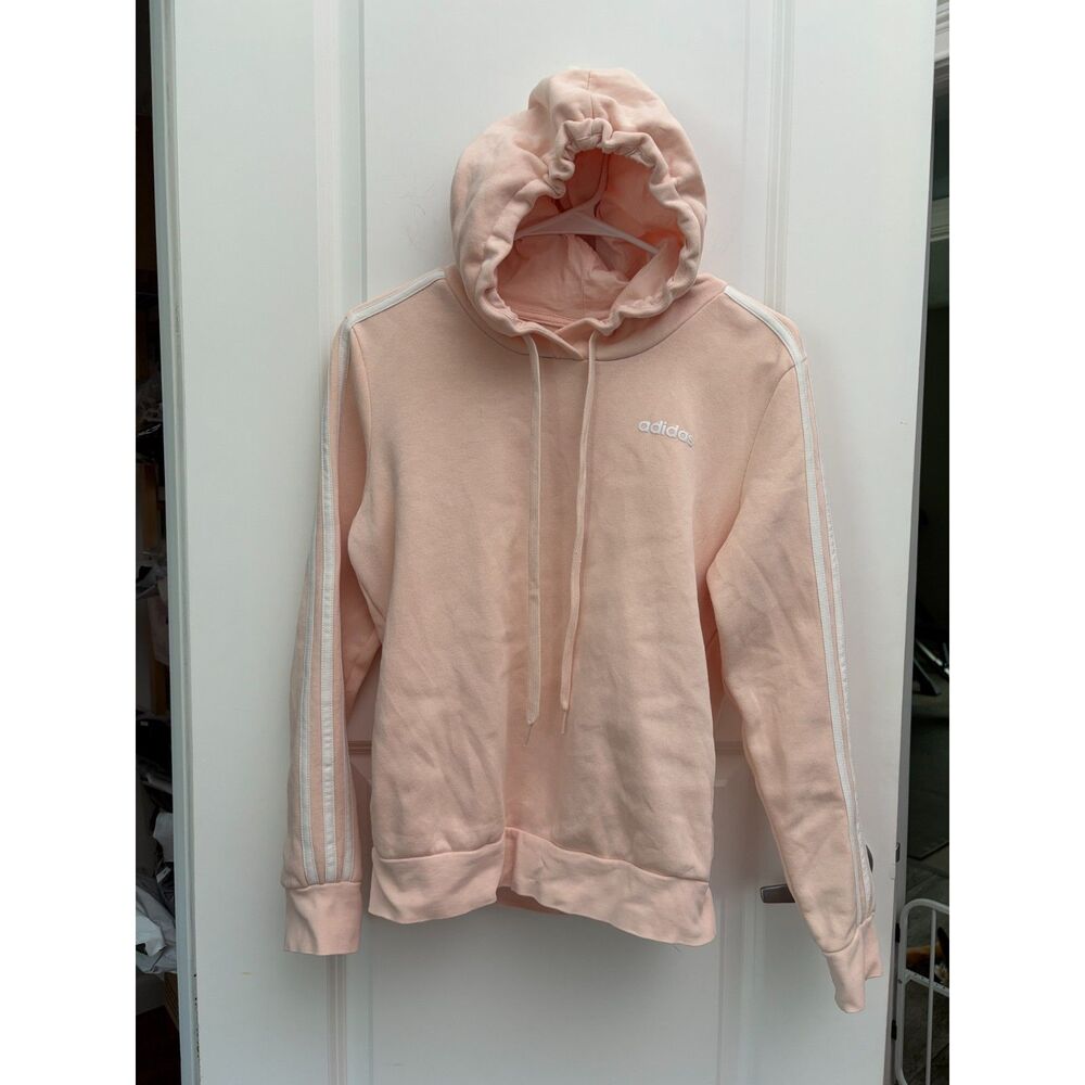 Adidas Womens Pink Essentials 3-Stripes Fleece Hoodie Sweatshirt Small GP2610